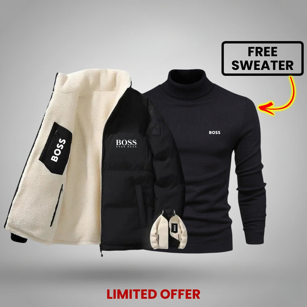 GIACCA INVERNALE REVERSIBILE + MAGLIONE GRATUITO - OFFERTA LIMITATA