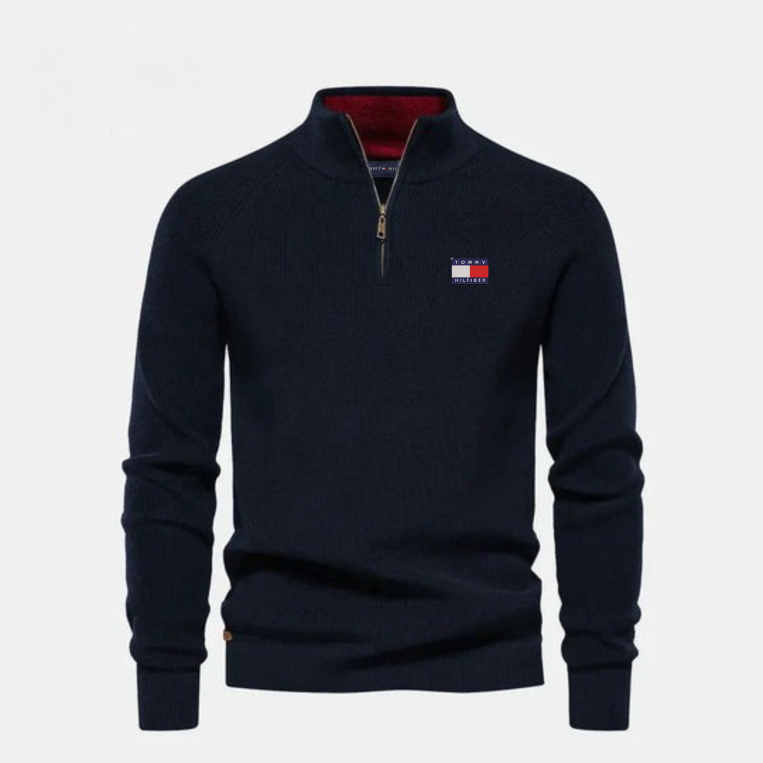 Pullover con mezza zip