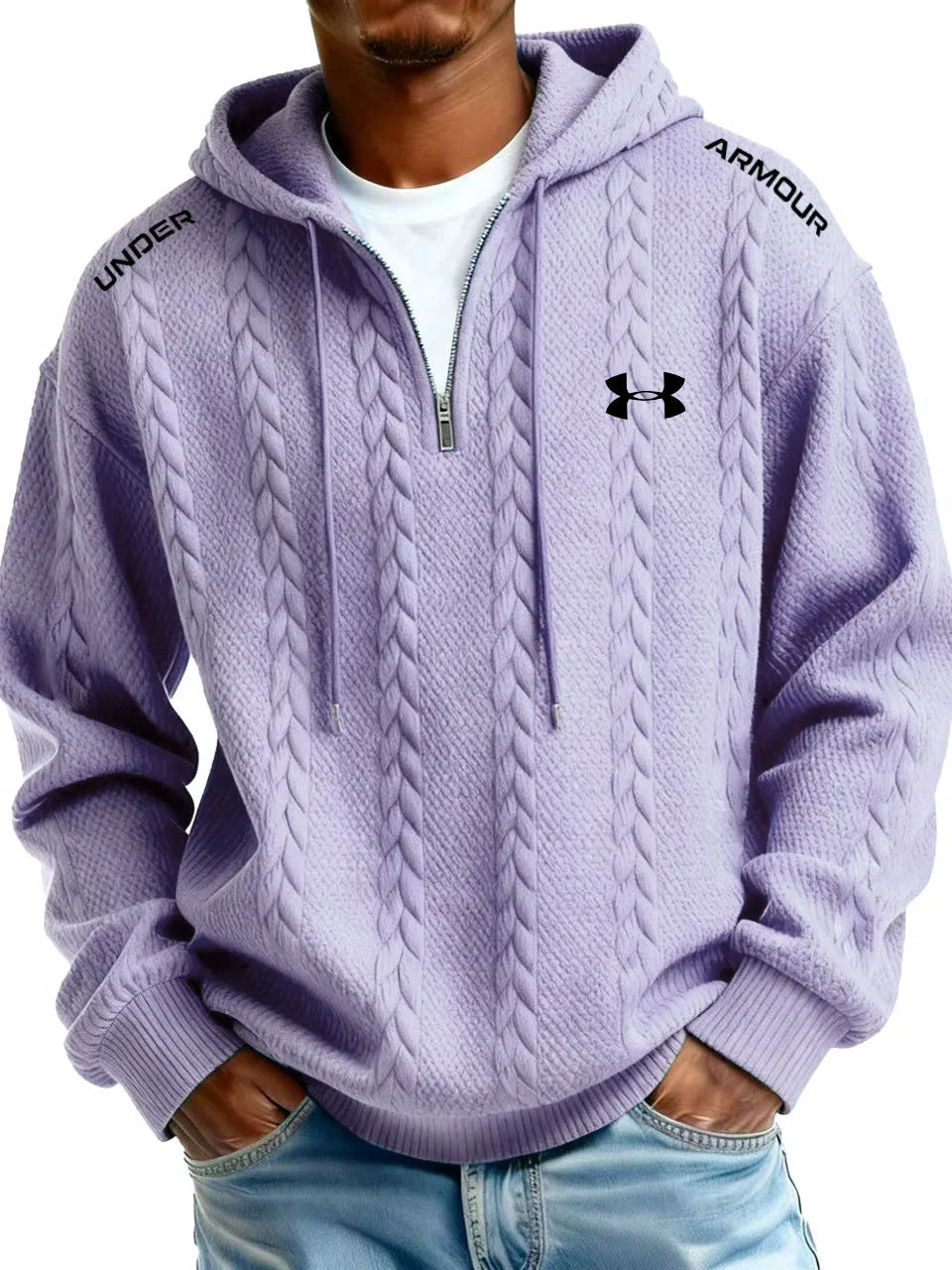 UA Felpa con Cappuccio con Mezza Cerniera